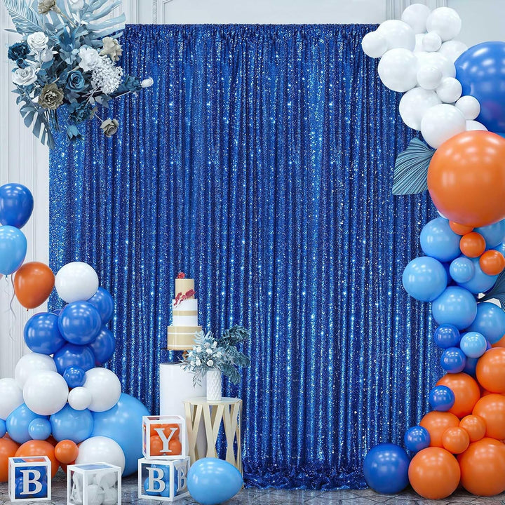 Navy Blue Sequin Backdrop Curtain, 7 × 7 ft - Just Closeouts Canada Inc.X004WNE26F