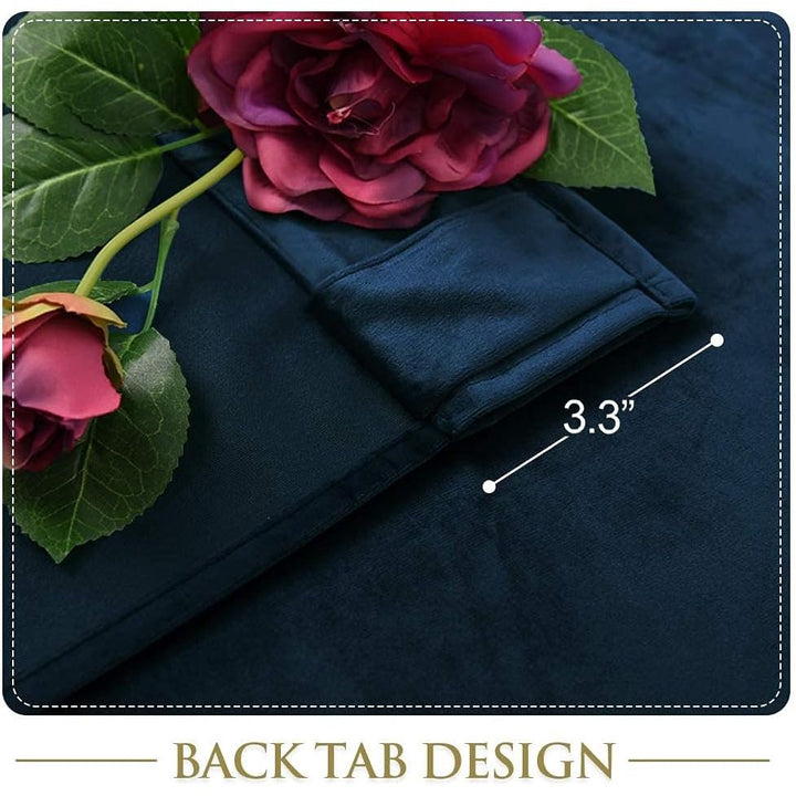 Navy Blue Velvet Back Tab Curtains, 2 Panels, 52 x 120 in - Just Closeouts Canada Inc.X003SYOCFF