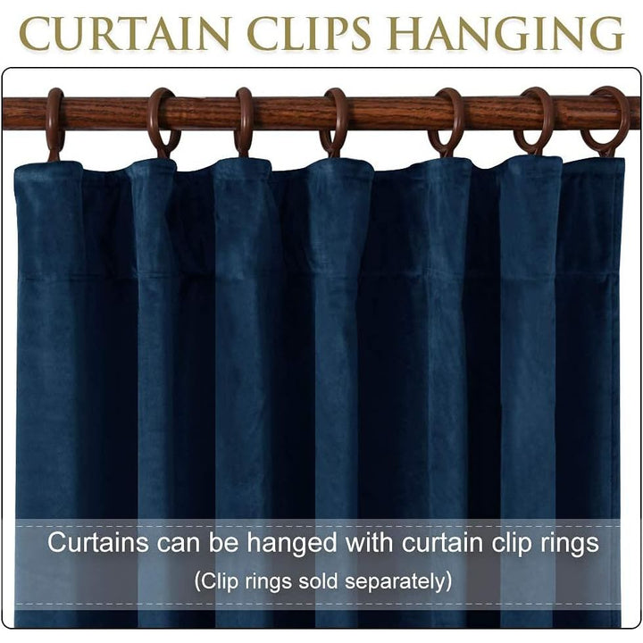 Navy Blue Velvet Back Tab Curtains, 2 Panels, 52 x 120 in - Just Closeouts Canada Inc.X003SYOCFF
