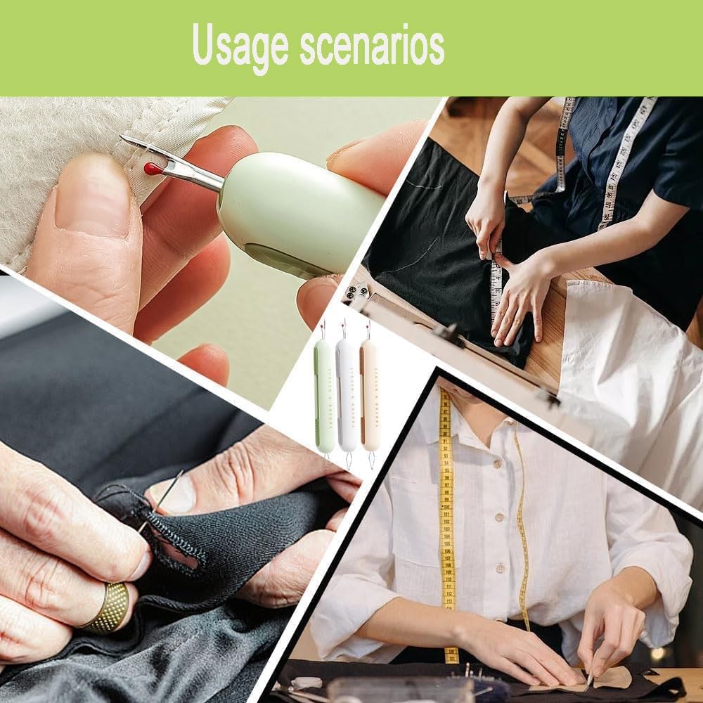 Threading a needle with the two-in-one sewing tool