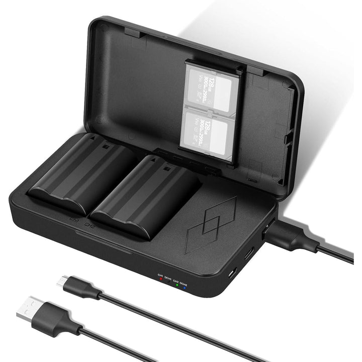 NEEWER EN - EL15c Replacement Battery and USB Charger Set, 2 Pack 2400mAh Batteries and Dual Channel Charger, Compatible with Nikon Z8 Z7 Z6 Z5 D850 D810 D780 D750 D610 D500 D7500 D7200 D7100 D7000 1 V1 - Just Closeouts Canada Inc.