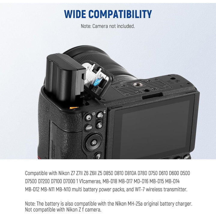 NEEWER EN - EL15c Replacement Battery and USB Charger Set, 2 Pack 2400mAh Batteries and Dual Channel Charger, Compatible with Nikon Z8 Z7 Z6 Z5 D850 D810 D780 D750 D610 D500 D7500 D7200 D7100 D7000 1 V1 - Just Closeouts Canada Inc.