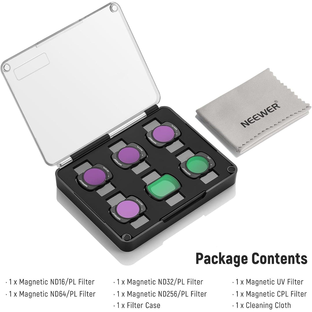 NEEWER Magnetic ND/CPL Filter Set Compatible with DJI OSMO Pocket 3 Creator Combo Accessories, Action Camera 6 Pack UV CPL ND16/PL ND32/PL ND64/PL ND256/PL Polarizing and Neutral Density Filters - Just Closeouts Canada Inc.