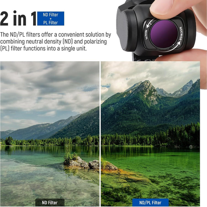 NEEWER Magnetic ND/CPL Filter Set Compatible with DJI OSMO Pocket 3 Creator Combo Accessories, Action Camera 6 Pack UV CPL ND16/PL ND32/PL ND64/PL ND256/PL Polarizing and Neutral Density Filters - Just Closeouts Canada Inc.