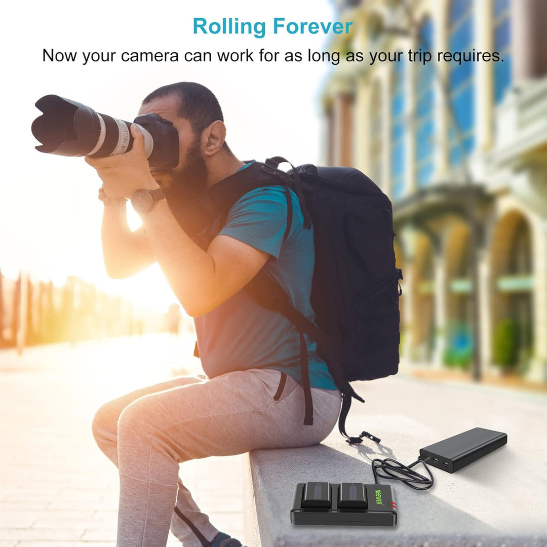 Neewer NP - FW50 Camera Battery Charger Set Compatible with Sony ZV - E10, A7, A7R, A7RII, A7II, A7SII, A7S, a3000, a5000, a6000, a6300, a6400, a6500, RX10 Series(2 - Pack, Micro USB Port, 1100mAh) - Just Closeouts Canada Inc.