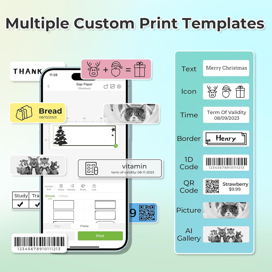 Nelko Label Maker Machine with Tape, P21 Portable Bluetooth Label Printer, Wireless Built - in Cutter Sticker Maker Mini Label Makers with Multiple Templates for School Organizing Office Home, White - Just Closeouts Canada Inc.