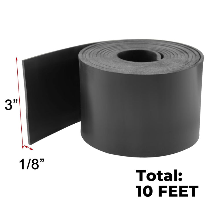 Neoprene Rubber Strips, 3" Wide x 1/8" Thick x 10' Long Solid Rubber Sheets, Rolls & Strips for DIY Gaskets, Crafts, Pads, Flooring, Protection, Supports, Leveling - Just Closeouts Canada Inc.X004C6RS09
