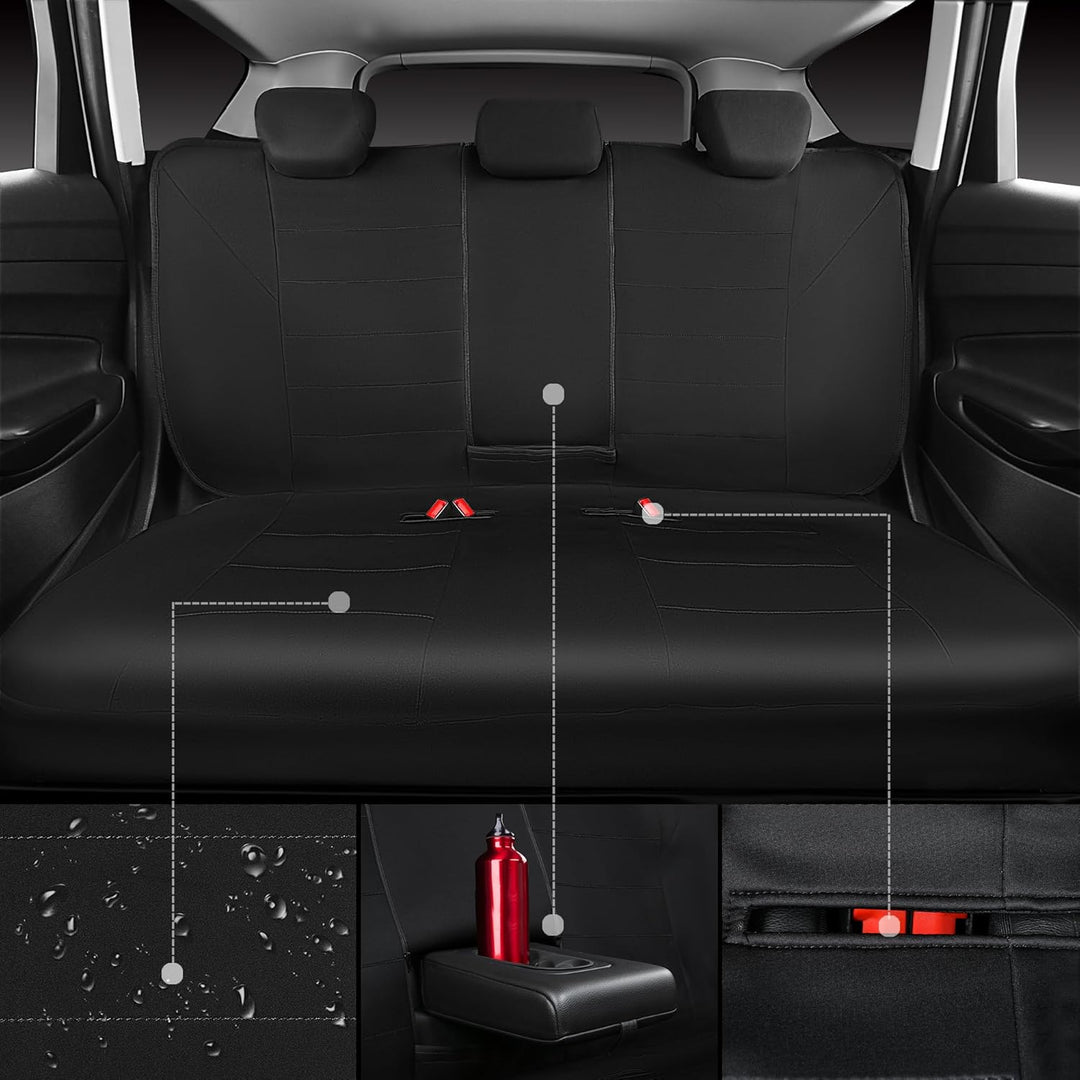Neoprene Waterproof Seat Covers, Universal Fit Black Full Sets, Protective Interior Covers for Auto SUV, Vans, Sedans, Trucks - Just Closeouts Canada Inc.