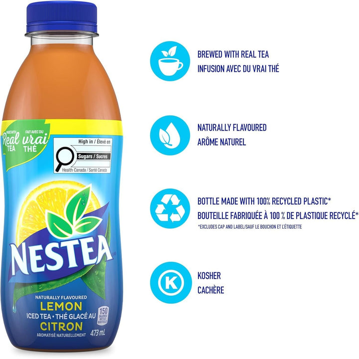 Nestea Naturally Flavoured, Lemon Iced Tea, 473mL, 12 Count - Just Closeouts Canada Inc.