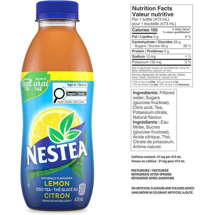 Nestea Naturally Flavoured, Lemon Iced Tea, 473mL, 12 Count - Just Closeouts Canada Inc.