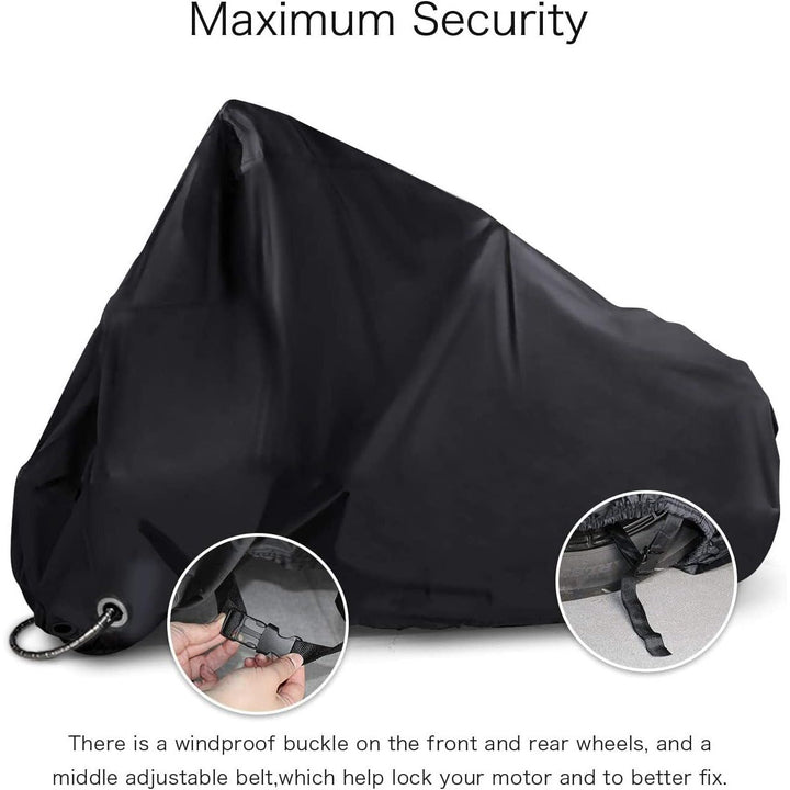 New Generation Motorcycle Cover XYZCTEM All Weather Black XXXL Large - Waterproof Outdoor Protects Fits up to 118 inch for Harley Davidson, Honda, Suzuki, Yamaha and More - Just Closeouts Canada Inc.