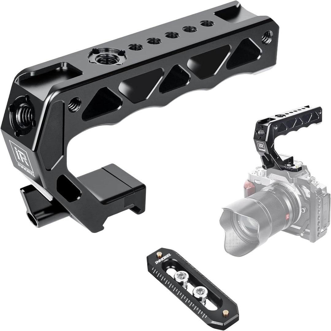 NH130 Top Handle and NATO Rail Kit, Comfort Ergonomic CNC Aluminum Alloy Grip, with Quick Release NATO Clamp, 3 Cold Shoes and 1/4" 3/8" ARRI Threads, for Camera Cage Video Rig, Max Load 10kg - Just Closeouts Canada Inc.X004XVDSVL