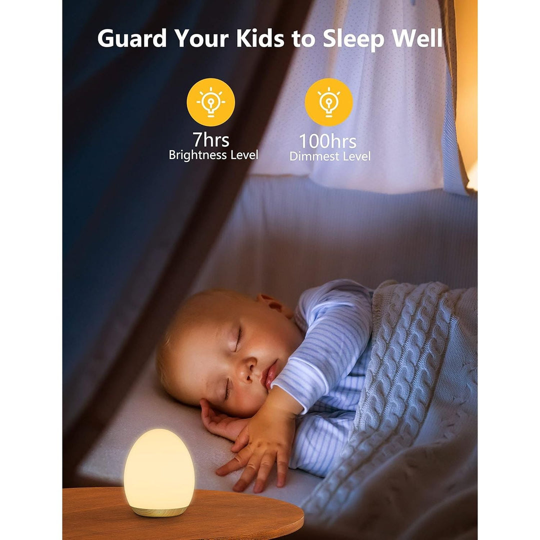 Night Lights for Kids, MediAcous Baby Night Light with 7 Colors Changing & Dimming Function, Rechargeable Kids Night Light with 1 Hour Timer & Touch Control, Up to 100H, Wood Grain - Just Closeouts Canada Inc.