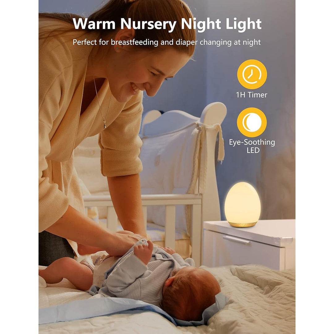 Night Lights for Kids, MediAcous Baby Night Light with 7 Colors Changing & Dimming Function, Rechargeable Kids Night Light with 1 Hour Timer & Touch Control, Up to 100H, Wood Grain - Just Closeouts Canada Inc.