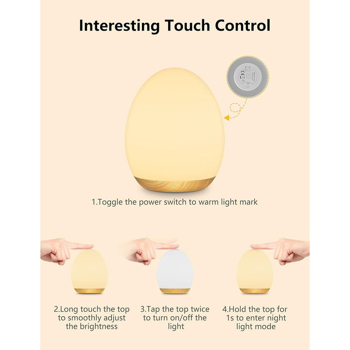 Night Lights for Kids, MediAcous Baby Night Light with 7 Colors Changing & Dimming Function, Rechargeable Kids Night Light with 1 Hour Timer & Touch Control, Up to 100H, Wood Grain - Just Closeouts Canada Inc.