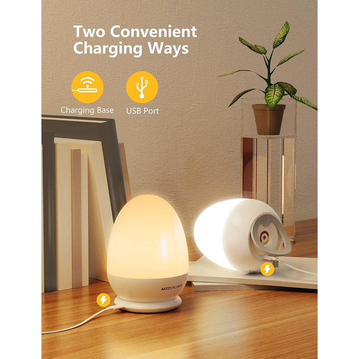 Night Lights for Kids, MediAcous Baby Night Light with Stable Charging Pad, Dimmable Kids Night Light with 1H Timer & Touch Control, ABS+PC LED Egg Lamps for Breastfeeding, Up to 200H - Just Closeouts Canada Inc.