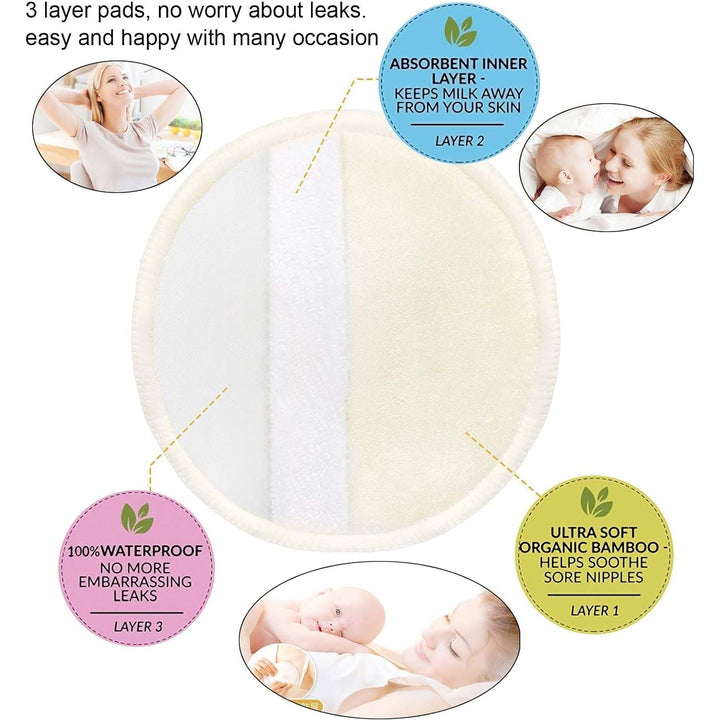 Nursing Pads (10 Pack) for Breastfeeding Moms - 4.7 inch Pads with Laundry Bag White - Just Closeouts Canada Inc.