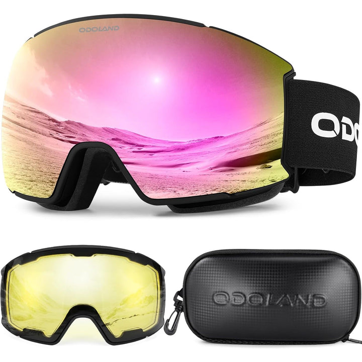 Odoland Ski Goggles Set with Magnetic Interchangeable Lens, Anti - Fog UV Protection Snowboard Snow Goggles for Men Women - Just Closeouts Canada Inc.