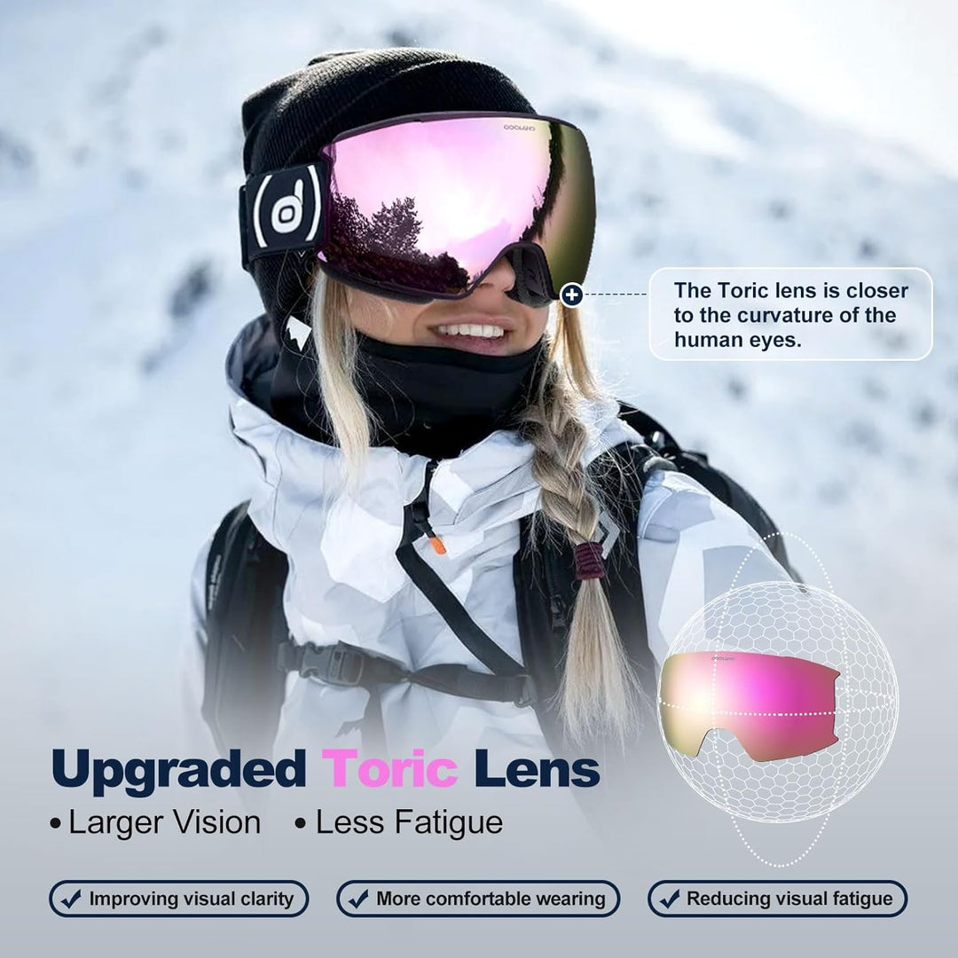 Odoland Ski Goggles Set with Magnetic Interchangeable Lens, Anti - Fog UV Protection Snowboard Snow Goggles for Men Women - Just Closeouts Canada Inc.