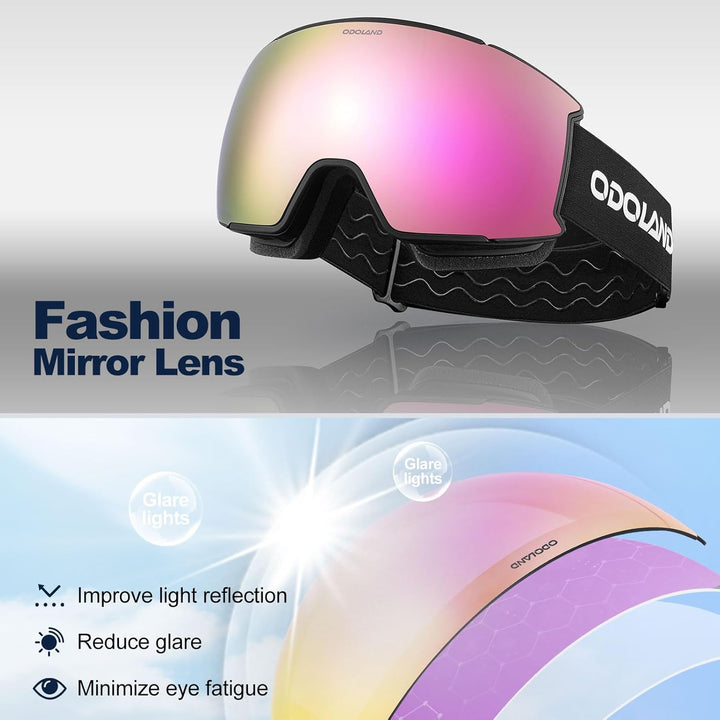 Odoland Ski Goggles Set with Magnetic Interchangeable Lens, Anti - Fog UV Protection Snowboard Snow Goggles for Men Women - Just Closeouts Canada Inc.