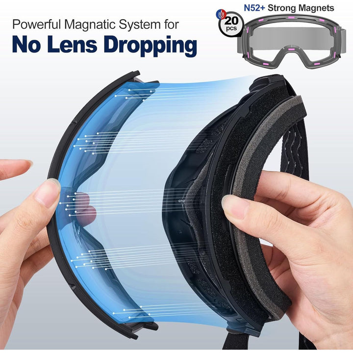 Odoland Ski Goggles Set with Magnetic Interchangeable Lens, Anti - Fog UV Protection Snowboard Snow Goggles for Men Women - Just Closeouts Canada Inc.