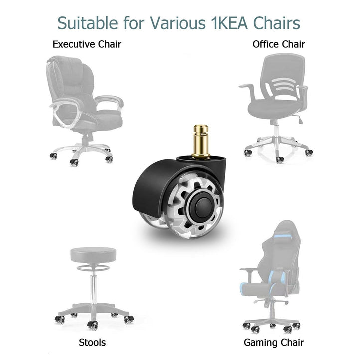 Office Chair Wheels 10 x 22 mm for 1KEA,Desk Chair Wheels for Gaming Chairs, Office Chair Wheels Replacement Wheels for Hard Floors, Parquet, Carpet, Laminate and Tiles, No Scratches?ONLY FIT 1KEA - Just Closeouts Canada Inc.