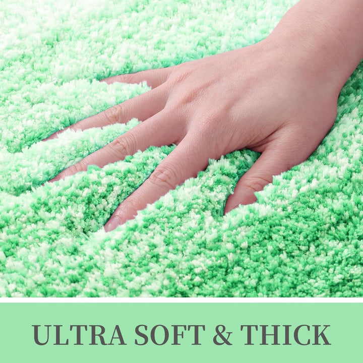 OLANLY Luxury Microfiber Bath Mat, Extra Soft and Absorbent Bathroom Mat, Non - Slip Plush Shaggy Bathroom Rug, Machine Wash Dry, Bath Rugs for Bathroom Floor, Tub and Shower, 24x36, Green - Just Closeouts Canada Inc.