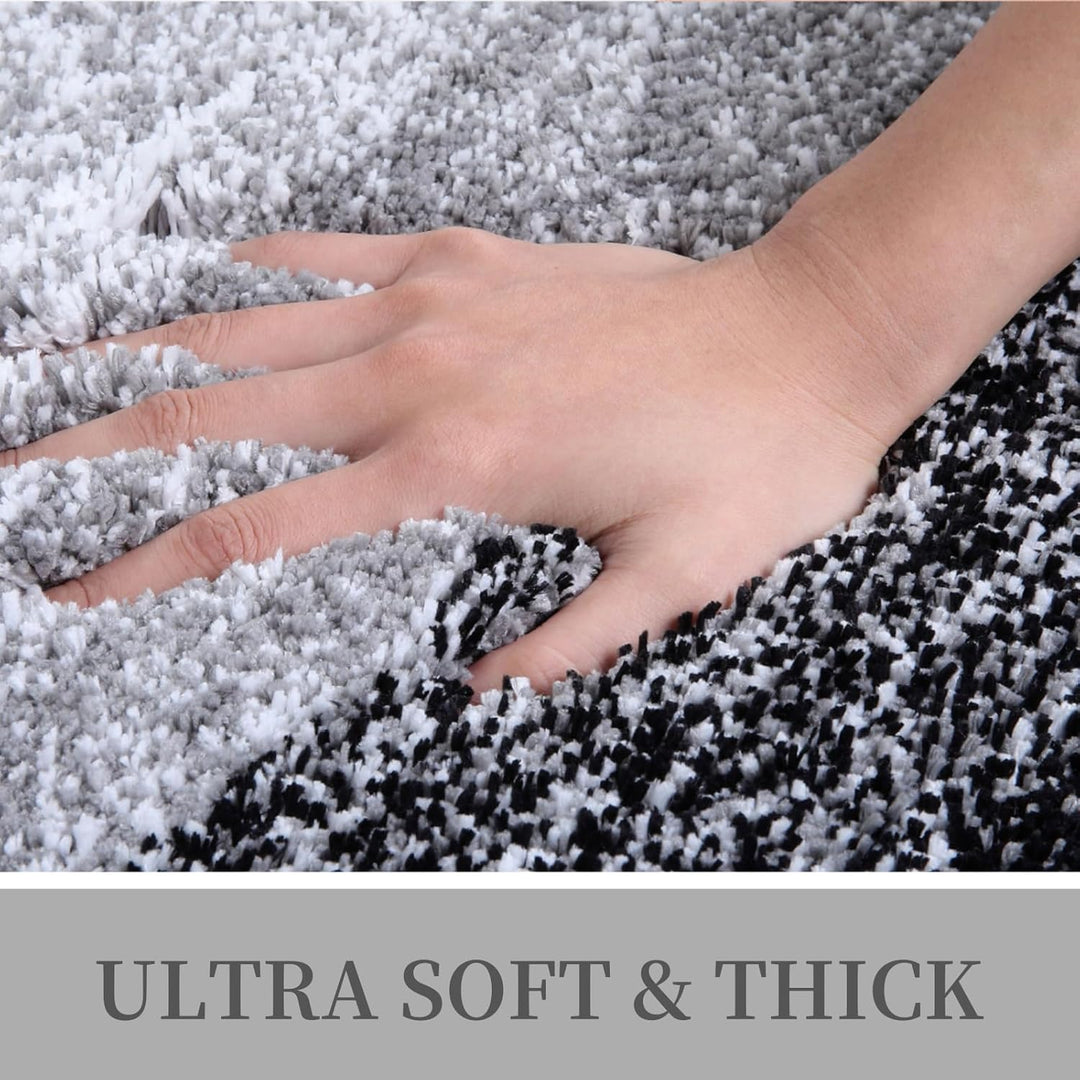 OLANLY Luxury Microfiber Bath Mat, Extra Soft and Absorbent Bathroom Mat, Non - Slip Plush Shaggy Bathroom Rug, Machine Wash Dry, Bath Rugs for Bathroom Floor, Tub and Shower, 16x24, Black - Just Closeouts Canada Inc.