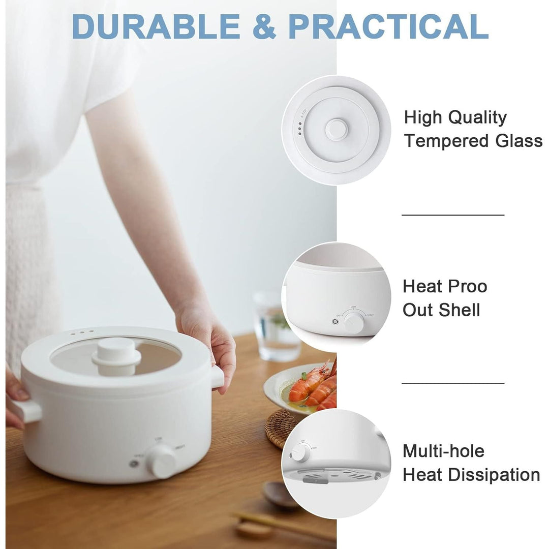 Olayks Electric Steamer for Cooking, 2L Ceramic Glaze Non - stick Pot, Dual Power Multi - functional Electric Cooker, Suitable for Steak, Pasta, Hot Pot, Ramen, Quick Heating and Overheat Protection - Just Closeouts Canada Inc.