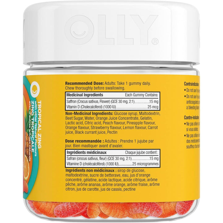 OLLY Hello Happy Gummy Worm Supplement Vitamins Tropical Zing Flavor, 60ct - Just Closeouts Canada Inc.840160201394