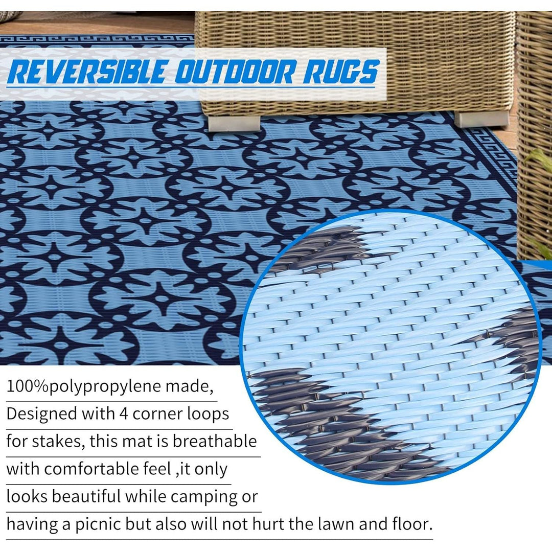 OPL5 Outdoor Camping Mat, Reversible Mats 9 x 12 Feet, Anti - Slip Plastic Straw Carpet Mat - Just Closeouts Canada Inc.