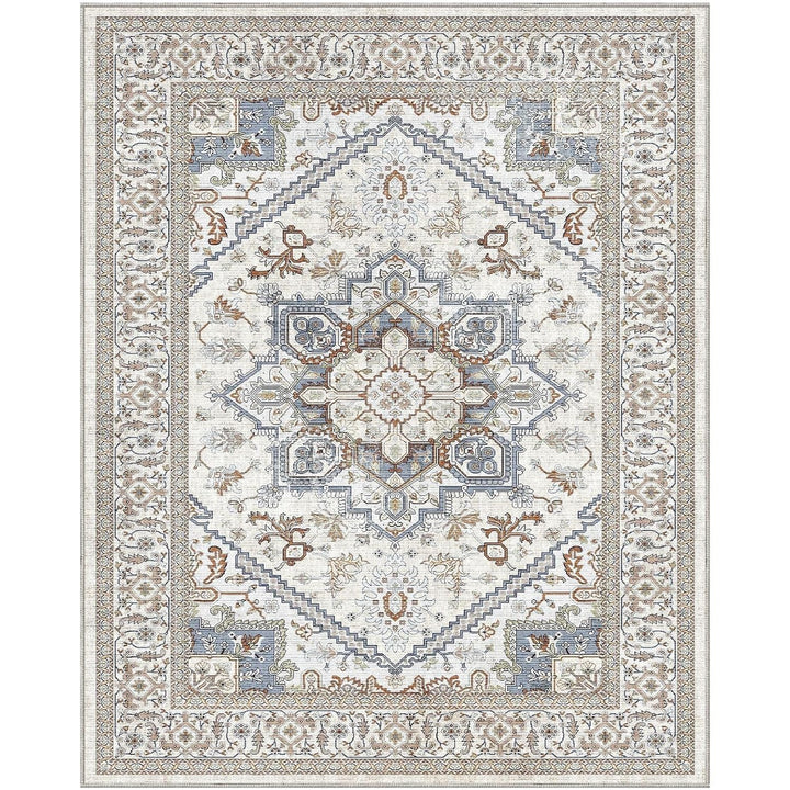 OPPODREAM Ultra Soft Neutral Area Rugs 8x10 for Living Room, 8x10 Area Rugs for Bedroom, Washable Rugs 8x10 with Non Slip Backing, Faux Cashmere Low - Pile 8 x 10 Carpet, Grey & Blue & Cream - Just Closeouts Canada Inc.