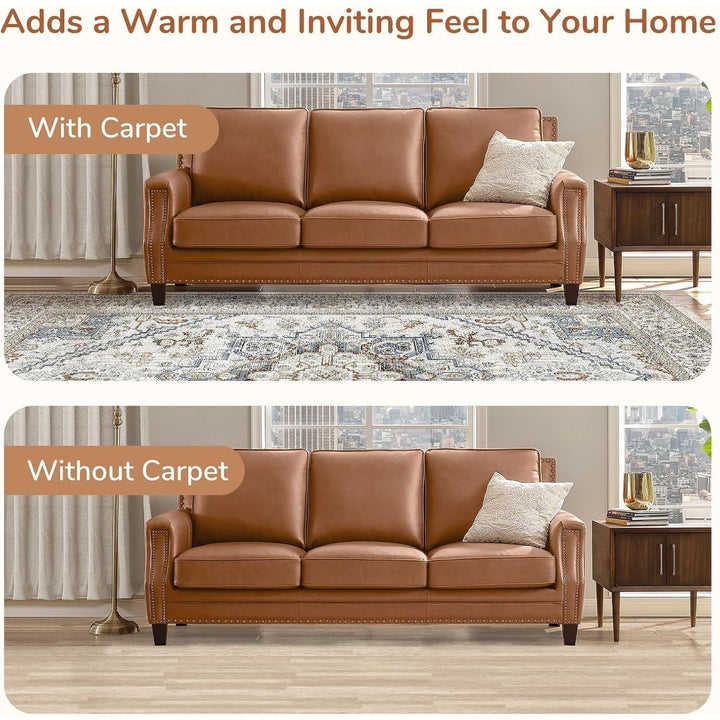 OPPODREAM Ultra Soft Neutral Area Rugs 8x10 for Living Room, 8x10 Area Rugs for Bedroom, Washable Rugs 8x10 with Non Slip Backing, Faux Cashmere Low - Pile 8 x 10 Carpet, Grey & Blue & Cream - Just Closeouts Canada Inc.