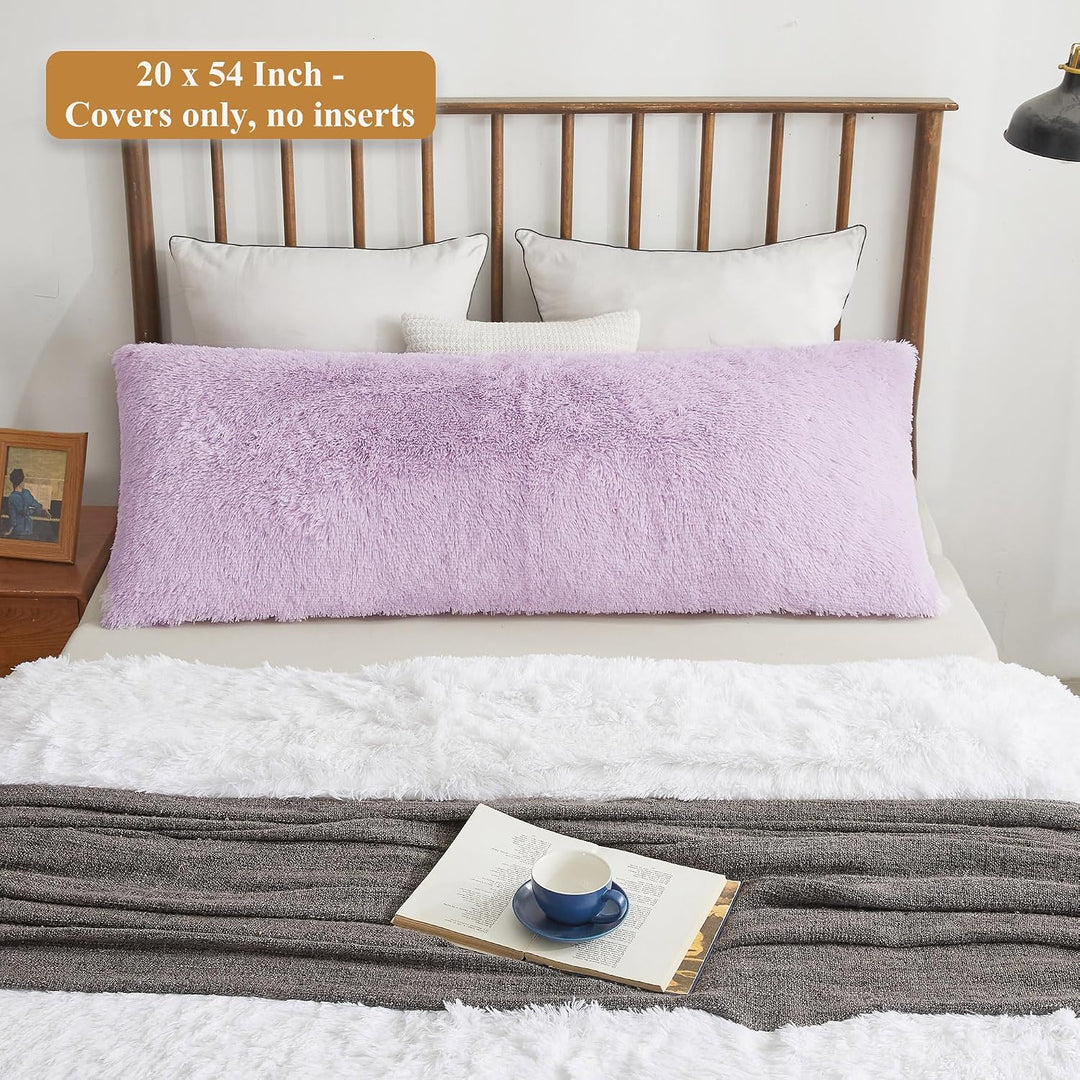 Orchid Lavender Plush Faux Fur Body Pillow Cover, 20 × 54 in - Just Closeouts Canada Inc.X0036UQETD
