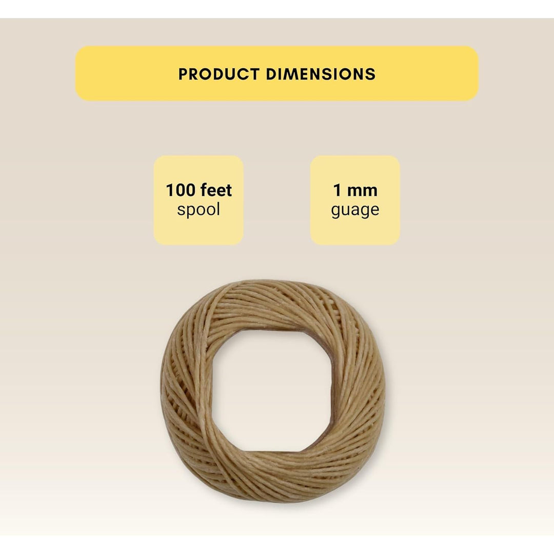 Organic Hemp Wick Line - 100% Natural Hemp - Edible Grade Beeswax - 200 Ft Spool (1.0 mm) - No Cotton, No Lead - Perfect Alternative to Butane Cigarette Lighters and Phosphor Matches - Just Closeouts Canada Inc.