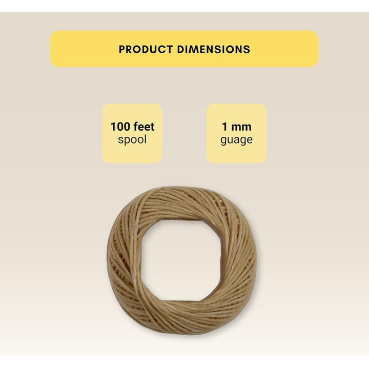 Organic Hemp Wick Line - 100% Natural Hemp - Edible Grade Beeswax - 200 Ft Spool (1.0 mm) - No Cotton, No Lead - Perfect Alternative to Butane Cigarette Lighters and Phosphor Matches - Just Closeouts Canada Inc.