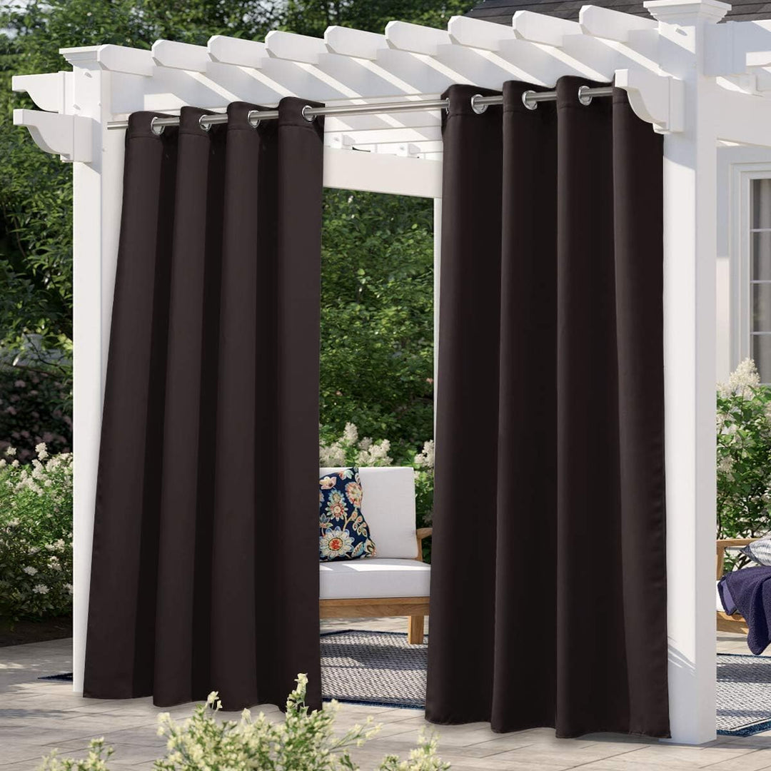 Outdoor Grommet Curtains, Toffee Brown, 52 x 84 in, 2 Panels - Just Closeouts Canada Inc.