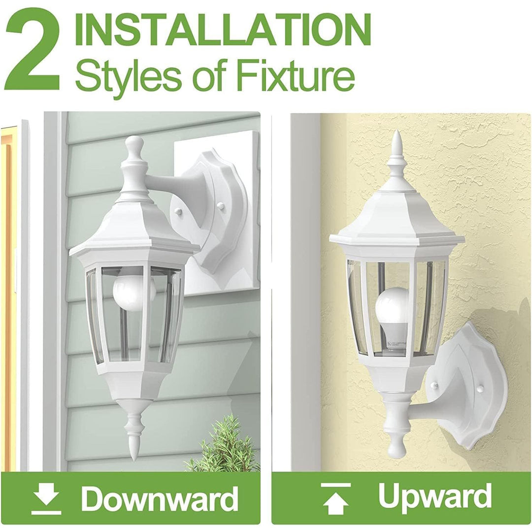 Outdoor Porch Light Exterior Wall Mount Lantern Fixtures White 2 Pack - Just Closeouts Canada Inc.