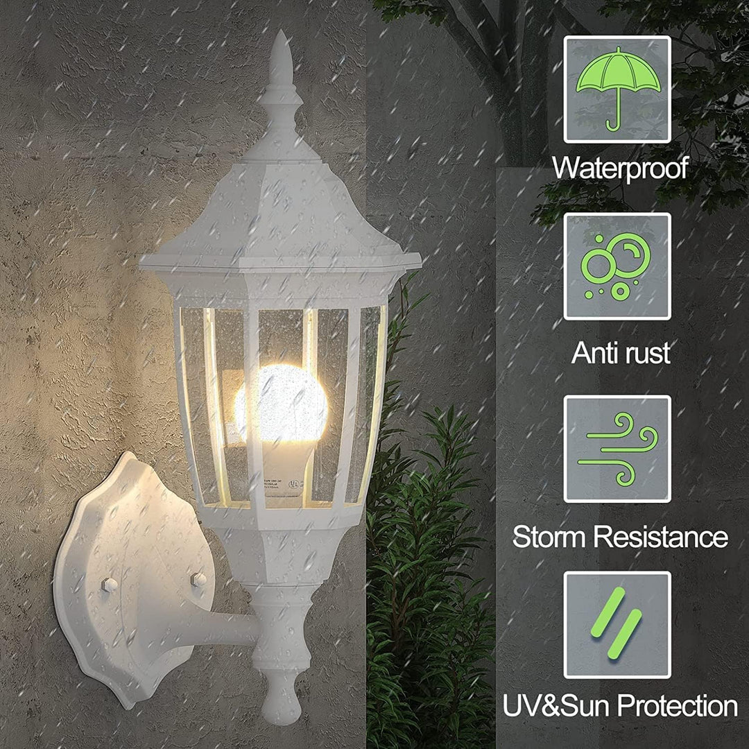 Outdoor Porch Light Exterior Wall Mount Lantern Fixtures White 2 Pack - Just Closeouts Canada Inc.
