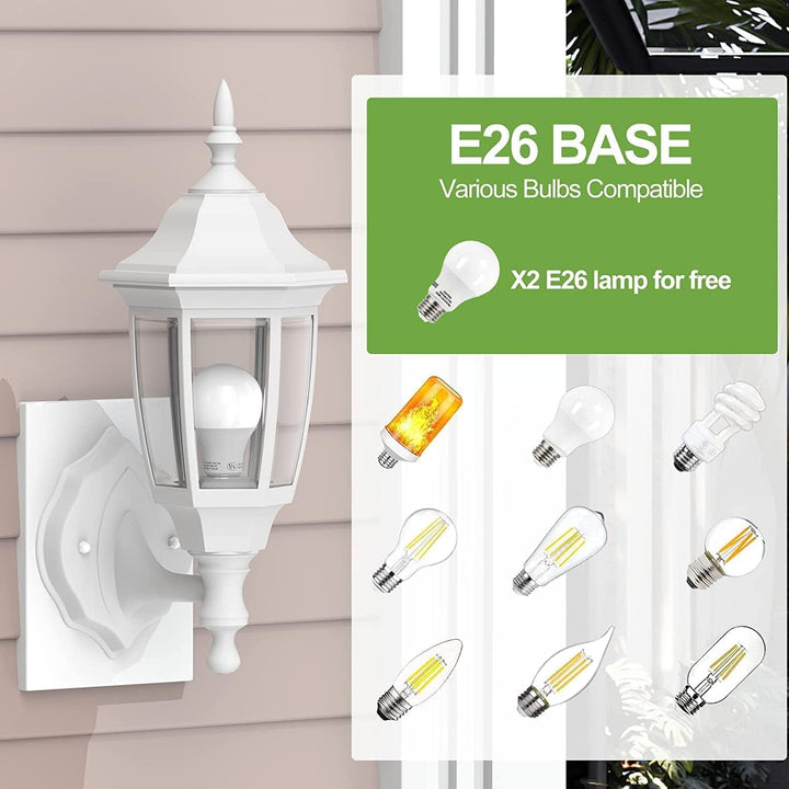 Outdoor Porch Light Exterior Wall Mount Lantern Fixtures White 2 Pack - Just Closeouts Canada Inc.