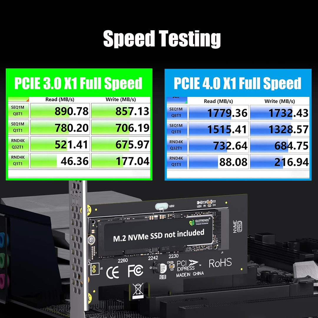 PA09 - X1 M.2 NVMe to PCIe X1 Adapter for 2230/2242/2260/2280 M.2 NVMe SSD, PCIe X1 Installation - Just Closeouts Canada Inc.
