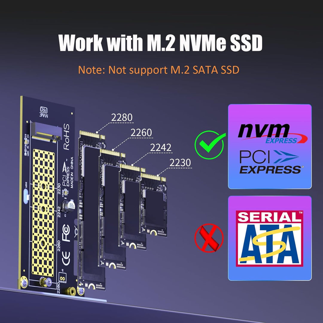 PA09 - X1 M.2 NVMe to PCIe X1 Adapter for 2230/2242/2260/2280 M.2 NVMe SSD, PCIe X1 Installation - Just Closeouts Canada Inc.