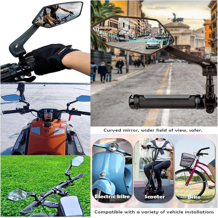 Pair of Black 360° Adjustable Bicycle Handlebar Mirrors - Just Closeouts Canada Inc.