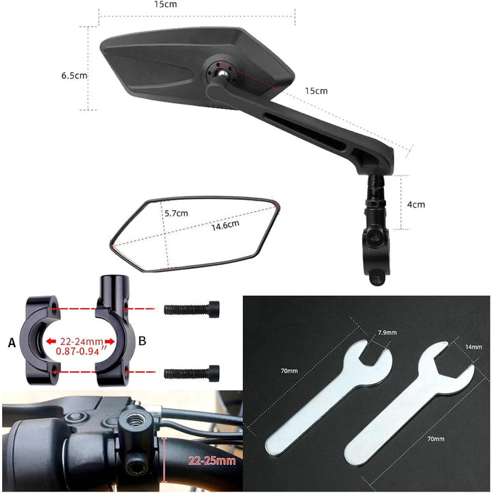 Pair of Black 360° Adjustable Bicycle Handlebar Mirrors - Just Closeouts Canada Inc.