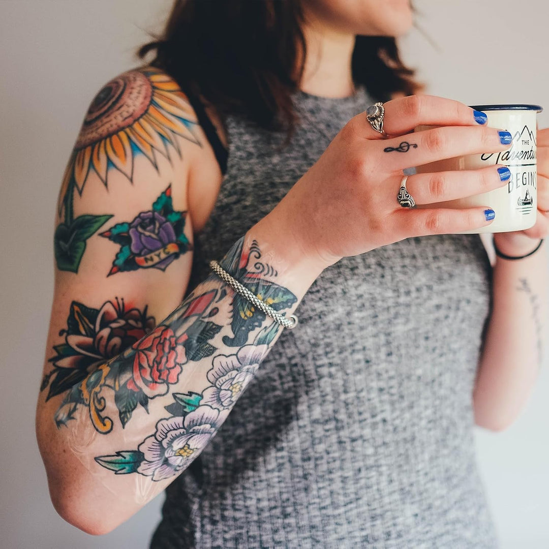 Pamiou Second Skin Tattoo Cover 6 Inch x 8 Yards Tattoo Aftercare Bandage, Waterproof, Transparent, Latex - Free Film for Fresh Tattoo Care, Protective Tape for Skin Recovery - Just Closeouts Canada Inc.