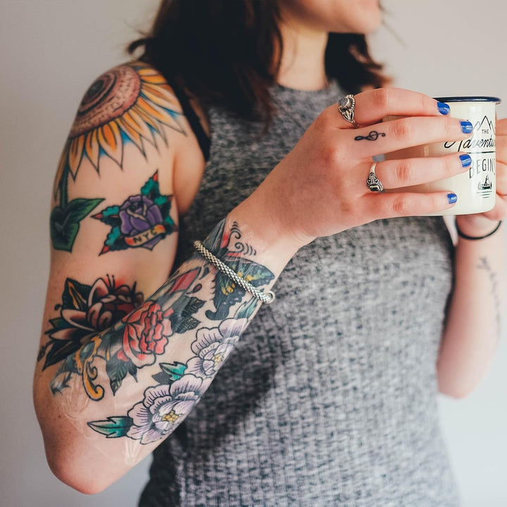 Pamiou Second Skin Tattoo Cover 6 Inch x 8 Yards Tattoo Aftercare Bandage, Waterproof, Transparent, Latex - Free Film for Fresh Tattoo Care, Protective Tape for Skin Recovery - Just Closeouts Canada Inc.