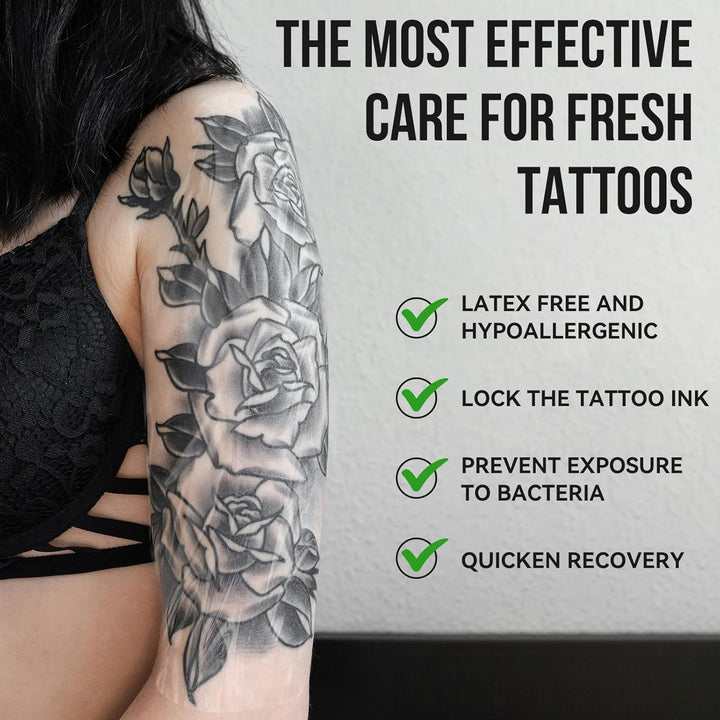 Pamiou Second Skin Tattoo Cover 6 Inch x 8 Yards Tattoo Aftercare Bandage, Waterproof, Transparent, Latex - Free Film for Fresh Tattoo Care, Protective Tape for Skin Recovery - Just Closeouts Canada Inc.