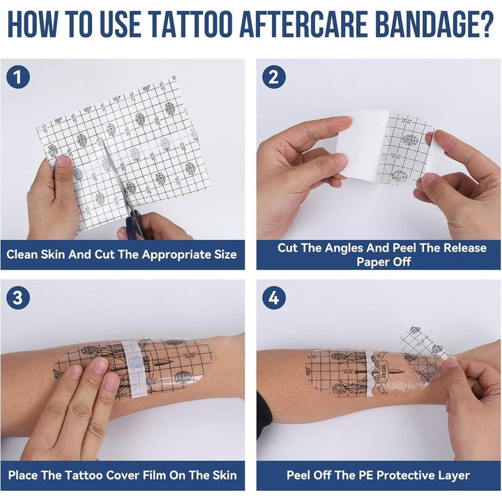 Pamiou Second Skin Tattoo Cover 6 Inch x 8 Yards Tattoo Aftercare Bandage, Waterproof, Transparent, Latex - Free Film for Fresh Tattoo Care, Protective Tape for Skin Recovery - Just Closeouts Canada Inc.