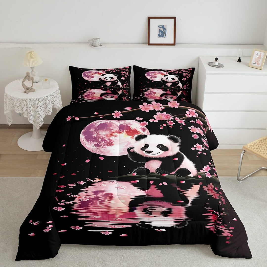 Panda & Cherry Blossom Queen 3-Piece Comforter Set - Just Closeouts Canada Inc.X004Y7UVHN