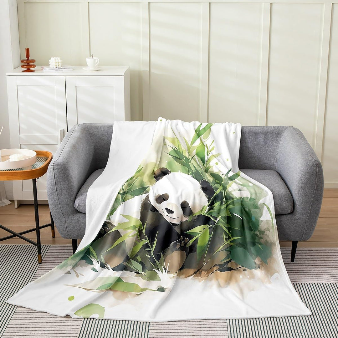 Panda Plush Blanket Cute Animal Fuzzy Blanket for Kids Boys Girls Cartoon Flannel Fleece Throw Blanket Botancial Leaf 40"x50" - Just Closeouts Canada Inc.X004DNEXMR